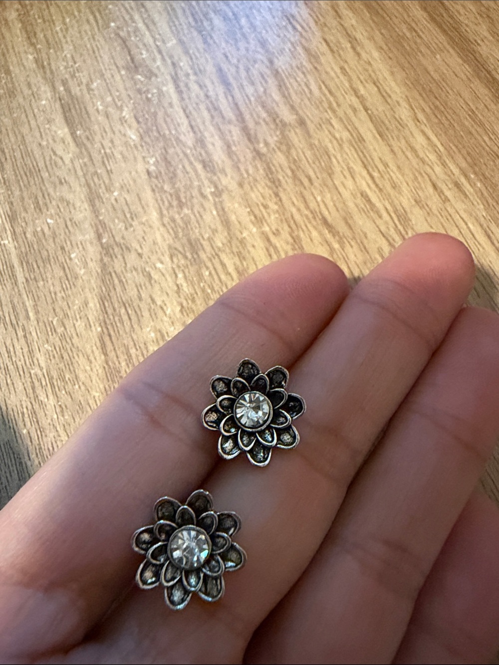 Silver Floral Crystal Stud Earrings - Women Jewelry